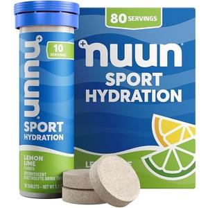Nuun Sport Electrolyte Tablets with Magnesium, Calcium, Potassium, Chloride & Sodium, Gluten Free & Vegan, Lemon Lime, 8 Pack (80 Servings Total)