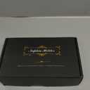 Wican Guest Towel Holder Tray for Bathroom, Oak and Iron Napkins Holder for Powder Room Dinning Table Wooden Basket for Disposable Paper Hand Towels Gold and Black (9.06 x 5.51 x 2.56 inches)