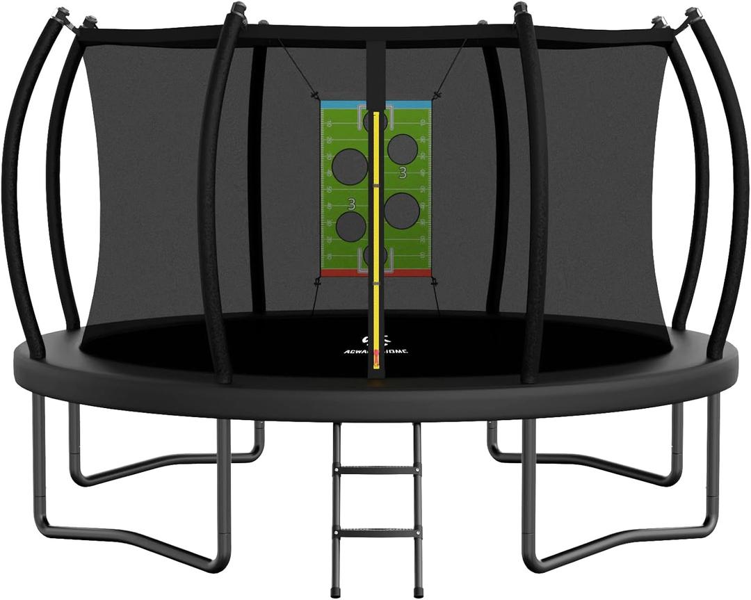 Trampoline Outdoor 14FT 12FT 10FT 8FT with Safety Enclosure Net, Recreational Trampoline for Kids and Adults, Anti-Rust, ASTM Approved, Black