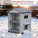 Rockever Plastic Insulated Outdoor Cat House with Escape Door, 2 Story Waterproof Cat House for Outdoor Cats for Feral Cats, Elevated Outside Cat Shelter, Clean and Assemble Easily 21.5"D x 21"W x 34"H