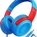 ELECDER Kids Headphones, S8 Wired Headphones for Kids with Microphone for Boys Girls, Adjustable 85dB/94dB Volume Limited, 3.5 mm Jack for School/Kindle/Smartphones/Tablet/Airplane Travel(Blue/Red)