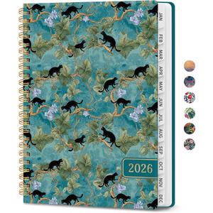 2026 Planner, Aesthetic Weekly and Monthly Planner for Women, Jan 2026 to Dec 2026, Hardcover 2026 Calendar Book with Monthly Tabs, Inner Pocket, Perfect for Office Home School - A4 (8.5" x 11"), Cats in Vine