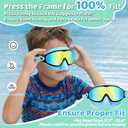 Vvinca Kids Swim Goggles with Nose Cover & Attached Earplugs, Anti-Fog Wide View Swimming Goggles for Boys Girls 3-12