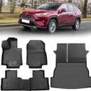 TPE Automotive Floor Mats & Cargo Liner Custom for Toyota Rav4 2019-2025 (Include Hybrid), All Weather Cover Protection Waterproof Black Front & Rear Row Full Set Car Mats & Backrest Mats, 6PCS