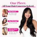 KooKaStyle Invisible Wire Hair Extensions 20" Long Wavy Layered Synthetic Clip in Hair Extension with Transparent Wire Adjustable Size 6 Secure Clips Dark Brown Thick Hairpieces for Women20 Inch,150g