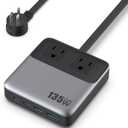 USB C Charger Block,135W GaN Fast Charging Station Hub,6-in-1 USB C Power Strip with 5ft Cord,2 AC & 2 USB A & C,PD 65W Laptop Charger for MacBook Air/Pro,iPhone16/15,Galaxy S24 etc