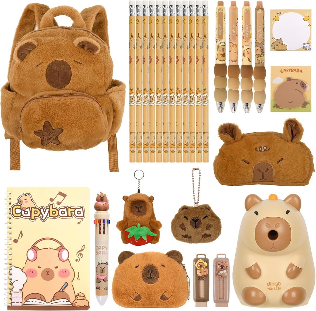 28Pcs Cute Capybara Gifts with Capybara Animals and Stationery set for Birthdays Gifts Back to School Classroom Rewards for Womens or Others.