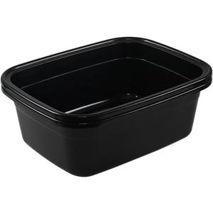 18 Quart Black Plastic Rectangular Wash Basin Tub, Set of 2