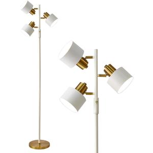 OYEARS Floor Lamp for Living Room Bright Lighting Tall Modern Industrial Vintage Standing Corner Lamps LED Metal Light Office Bedroom Study Gold Black Cream Matte Accent (3-Light, Cream)