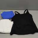 3 Pack Ribbed Workout Crop Tank Tops with Built in Bra for Women Seamless Racerback Cropped Athletic Gym Yoga Tops (L)