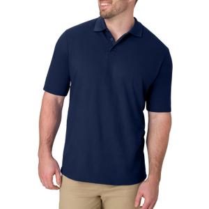Hanes Mens X-Temp Short Sleeve Polo Shirt, Midweight Men's Shirt (Navy)