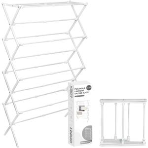 ZOES HOMEWARE 4-Tier Clothes Drying Rack, 4ft High Foldable Drying Rack Clothing for Indoor & Outdoor, Portable Collapsible Laundry Dryer for Laundry Room and Apartment, White 29" L x 49" H x 11.5" W