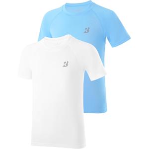 Roadbox Boys Rash Guard Swim Shirt, UPF 50+ Sun Protection Short Sleeve, XL