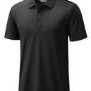 TACVASEN Mens Polo Shirts Short Sleeve Dry Fit Performance Breathable Golf Shirt with Collar Tennis Casual Business Work Black, XL