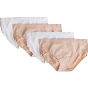 Fruit of the Loom Girls' Multi-Pack Seamless Bikini Briefs  Ultimate Comfort & Flexibility (Large, Sand/White 4-pack)