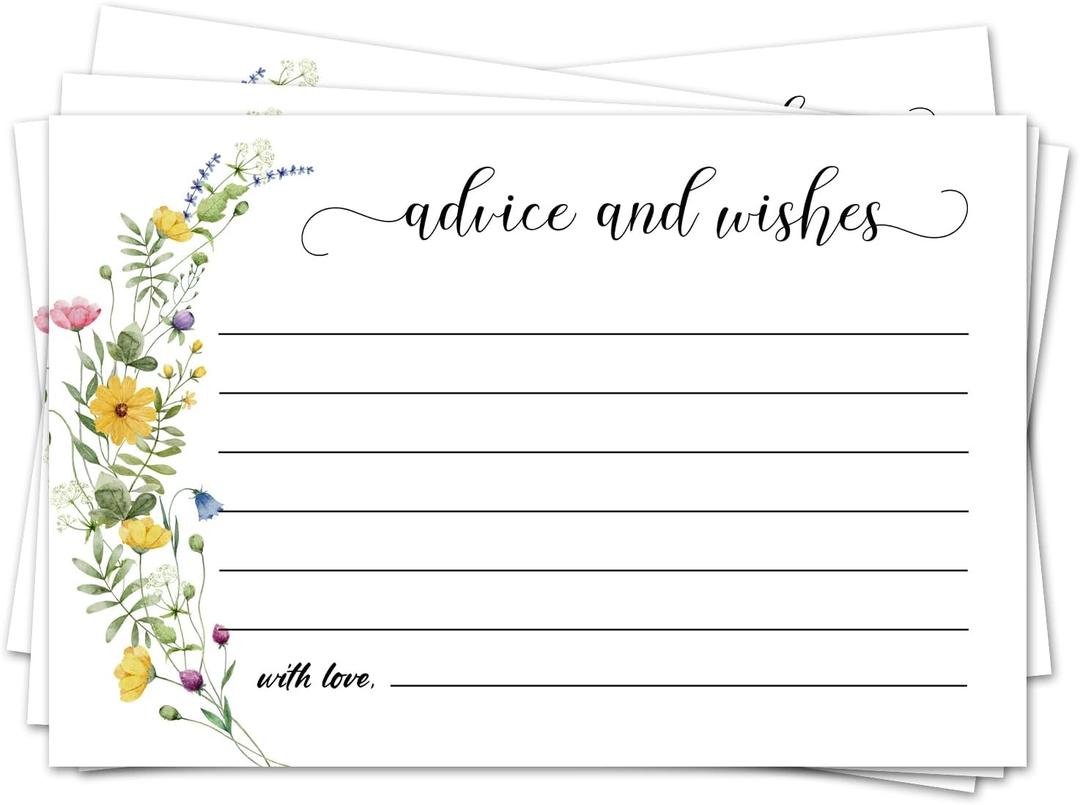 Greenery Advice and Wishes Cards for the New Mr and Mrs, Wedding, Bridal Shower, Baby Shower, Graduation, Party Decorations, 25 PCS 4x6 Inches Card-005