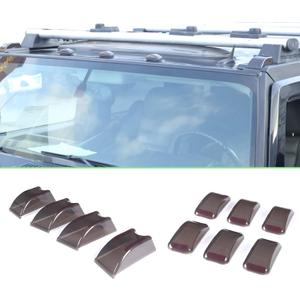 PIUGILH Cab Marker Lights Protective Lamp Cover&Cab Roof Running Light Bezels Covers Trim Moldingfor Hummer H2 2003 2004 2005 2006 2007 2008 2009,Roof Marker Light Kit,Smoked Black Roof Light Cover