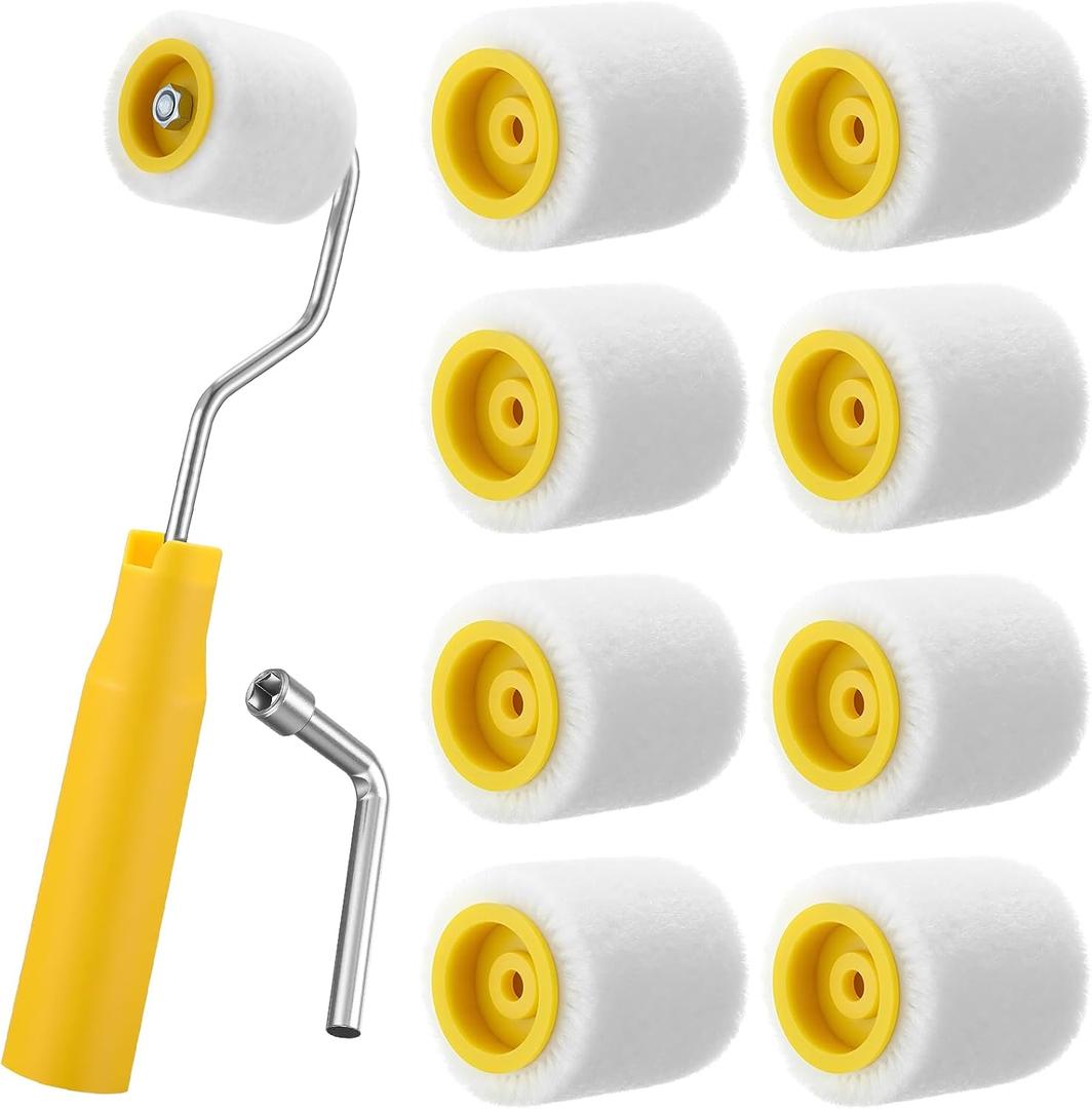Honeydak 8 Pack Mini Paint Roller Small Paint Roller for Touch up Trim Edge or Corner, Extra Small Brushes Tool for Window Frames Photo Frames (1.2 Inch)