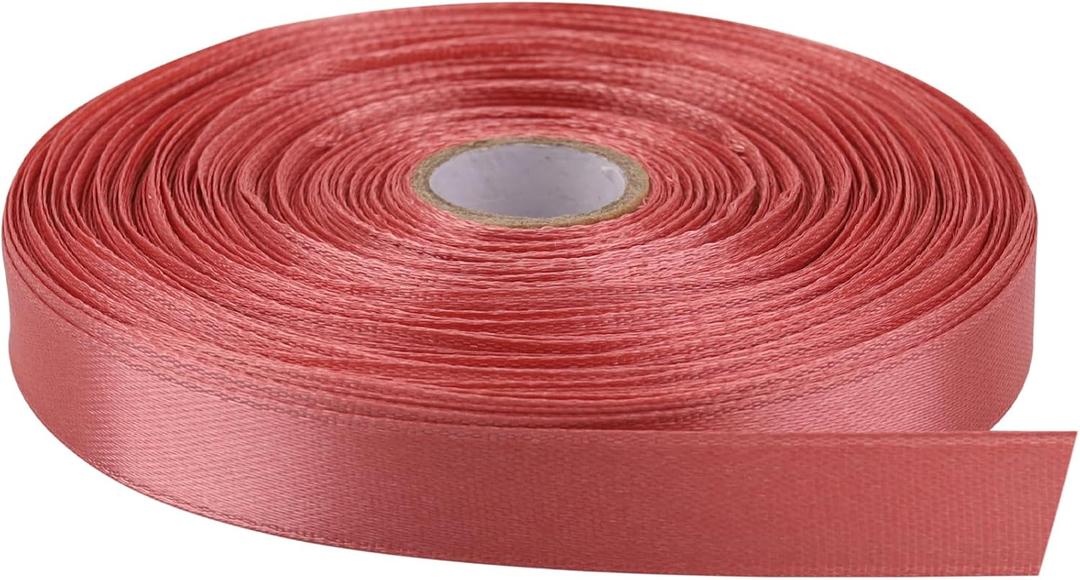 3 x 1/2 Inch x 50 Yards Polyester Ribbon - Rose Gold | Single-Faced Craft Ribbon for Bows, Gift Packaging, Scrapbooking