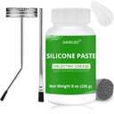 8oz Silicone Paste Automotive & Dielectric Grease for Electrical Connectors (with Curved & Straight Brush + Towel), 100% Waterproof Silicone Grease for O-Rings, Brake, Marine & Universal Use