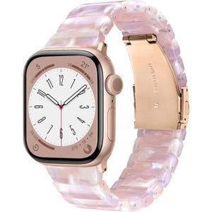 V.R.HOPE Apple Watch Band for Series 11/10/9/8/7/Ultra3 46mm 45mm 44mm 42mm 49mm Fashion Lightweight Resin Dressy Strap for Women Bracelet Compatible with iWatch Series 6/5/4/3/2/1/SE (Pinkish Brown)