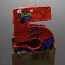 Capoda Number 5 Spider Piata Bundle with Blindfold and Bat Spider Birthday Party Piata for Birthday Party Decoration, 16.14 x 12.32 x 2.76 Inch (Red and Blue)