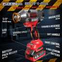 Cordless Impact Wrench 1/2" 21V High Torque Brushless Power Impact Gun 1107Ft-lbs (1500Nm) with 2x4.0Ah Batteries & 6 Sockets & Fast Charger & Case for Car & Truck & RV & Heavy Duty Use