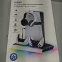 PS5/Slim/Pro Stand for Disc & Digital Console, PS5 Cooling & Charging Station with RGB Lights, PS5 Controller Charger Built-in 3 Level & AUTO Adjustable Fan, PS5/Slim/Pro Accessories Comes 3 USB Ports (Black & White)