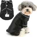 Zunea Small Dog Pajamas Shirts for XS/S Size Dogs Soft Faux Silk Lapel Puppy Sleepwear Clothes Two-Legged Indoor Pjs Shirt Outfits Chihuahua Yorkie Pet Holiday Party Apparel Black S