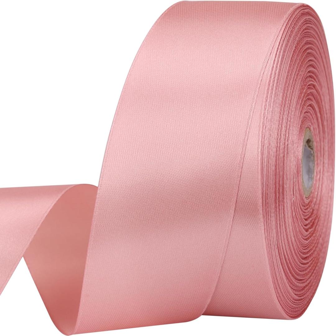 1-1/2 inches 50 Yard Rose Gold Satin Ribbon for Gift Wrapping, Wedding, Crafts, Christmas,Easter, Floral, Hair, Invitation Decorations and More