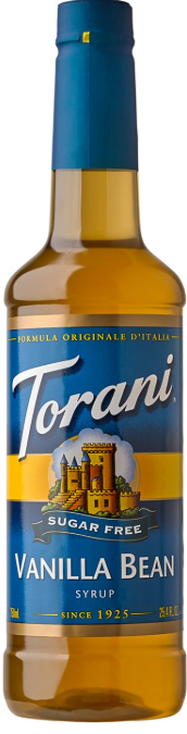 Pack of 2,Torani Sugar Free Coffee Syrup, Vanilla Bean Flavoring for Drinks, Zero Calorie, 25.4 Fl Oz , Best By Oct 28, 2026