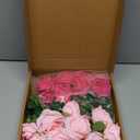 Serwalin 20pcs Artificial Pink & Hot Pink Roses, 4'' Big Flower Head, Fake Velvet Roses, Silk Roses Long Stems Realistic Bouquet for Wedding Parties Table Centerpiece and Home Decor