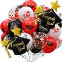 2 x Graduation Balloons Set- 12 Inch Red Black and White Balloons Graduation Cap Balloon Congrats Grad Balloon for Class of 2026 Graduation Decorations