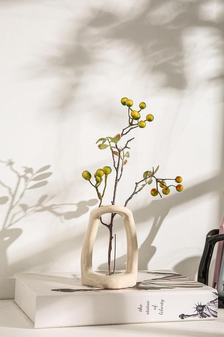 Handmade Ceramic Holder Stand for Toothbrushes, Makeup Brushes, and Pens - Minimalist Design for Bathroom Vanity and Countertops Decor (Milky White)