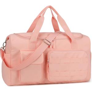 Gym Bags for Women & Men - Lightweight Travel Duffle Bag with Shoes Compartment & Wet Pocket, Durable Carry-on Weekend Bag, Pink