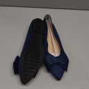SAILING LU Bow-Knot Ballet Flats Womens Pointy Toe Flat Shoes Suede Dress Shoes Wear to Work Slip On Moccasins Navy Size 7.5
