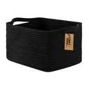 COMFY-HOMI Storage Basket for Shelves, Woven Baskets for Storage, Cotton Rope Basket,Toy Storage Organizer, Storage Cube Bin, Organization and Storage, Towel Baskets for Gift Empty, All Black (13.5"X11"X9.5")