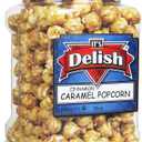 It's Delish Gourmet Cinnamon Caramel Popcorn by Its Delish, 16 OZ Jumbo Container Caramel Corn Air Popped Sweet & Crunchy Glazed Carmel Corn Snack - Gluten Free, Vegan, Kosher, 1 Count (EXP 05/11/28)