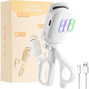 Docolor Heated Eyelash Curler Fast Heat Up Within 10s, 24 Hours Long Lasting Electric Eyelash Curler 3 Temperature Modes With USB Rechargeable Safe Lash Curler Quick Natural Curling Eye Lashes