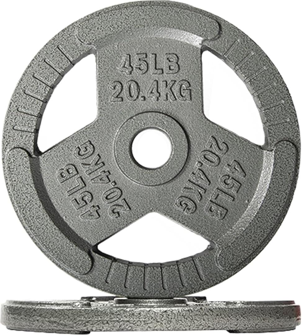 Fitvids 2 Inch Olympic Barbell Weight Plates, 2.5 LB to 45 LB Plates for Home Gym Strength Training, Triple-handle Design