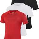 Blueleaf Boys Compression Shirt Short Sleeve Youth Basketball Football Undershirt Kids Quick Dry Athletic Base Layer T-Shirt L