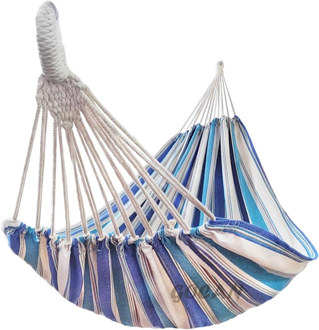 Double Hammock 2 Person Extra Large 330X150cm Load Capacity 600Pound Canvas Cotton Hammock for Patio Porch Garden Backyard Lounging Outdoor and Indoor XXL (Cornfield)