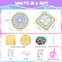 Airsnigi 10 Set DIY Mosaic Tiles for Crafts Mixed Color Mosaic Kits with Wooden Coasters Handmade Glass Coasters Crafts Set for Drinks Tray Handmade Home Decoration Christmas Gift