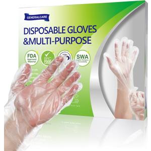 2 x 100 Pcs Disposable Food Prep Gloves, Clear Polyethylene, Lightweight Textured Grip, For Food Service, Kitchen Cooking, Baking, Grilling, Serving & Restaurants