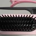 Go Brush Pro 2025 Hair Straightener Brush 300 Million Negative Ionic Portable Hair Straightener Comb for Women with 4 Temps Fast Heating MCH Ceramic Coating Smooth Frizz-Free Hair Pale Pink