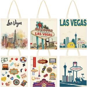 6 Pcs Tote Bag Watercolor City Souvenir Gift Women Travel Gifts Grocery Shopping Bag