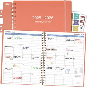 4 x Monthly Planner 2025-2026 (7.4'' x 9.6''), Jul 2025-Dec 2026, 18 Months Calendar Planner, 2025 Academic Yearly Agenda Planner with Bookmark & Pocket, Perfect for School, 120GSM Paper, Pink