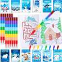 BenLouis 24 Winter Mini Coloring Books Kids with 24 Stacking Crayons Polar Animals Party Favors Activity Books Bulk for Kids Winter Holiday Goodie Bag Gift Stuffer Classroom Reward