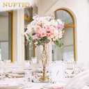 2 Pcs Versatile Metal Flower Arrangement & Candle Holder Stand Set for Wedding Party Dinner Centerpiece Event Restaurant Hotel Decoration (Gold, 2 x M)