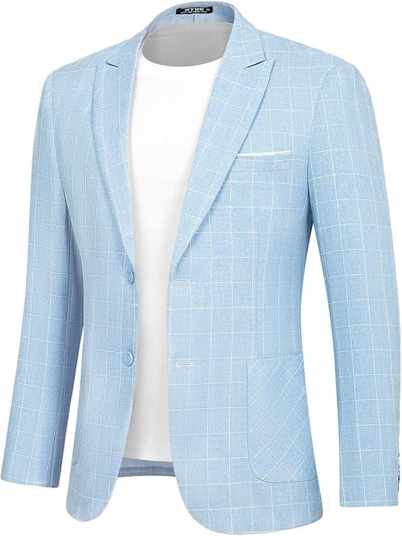 Men's Casual Suit Blazer Slim Fit Sport Jackets for Men Two Button Business Wedding Party Banquet (Medium, Light Blue)